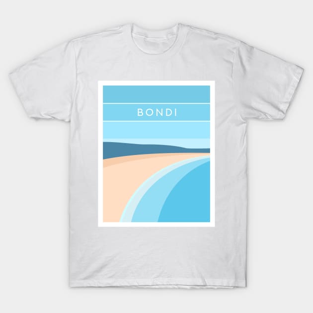 Bondi Beach, Australia in Blue T-Shirt by typelab